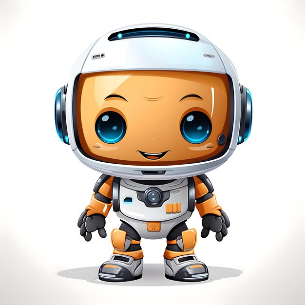 Ładny 3D wektor postać robota maskotka dla futurystycznej firmy w Płaska konstrukcja na białym tle