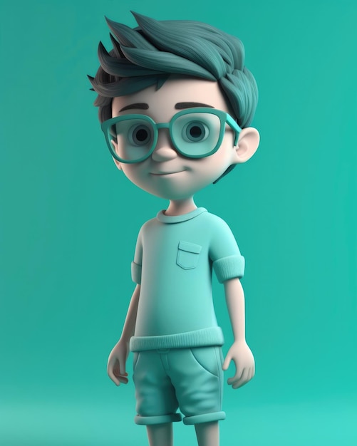 Ładny chłopiec 3d z ubraniami i okularami przeciwsłonecznymi renderowania 3d