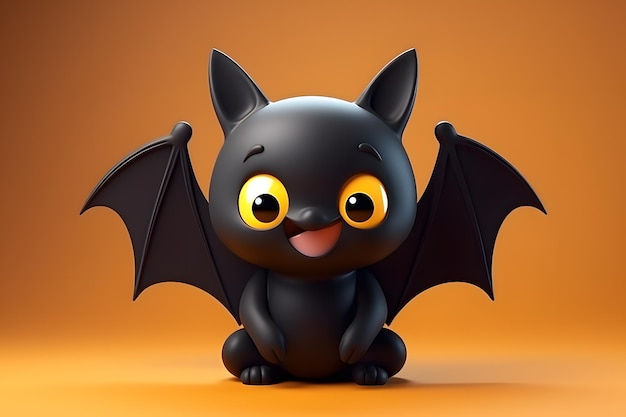 ładny czarny nietoperz w koncepcji halloween 3D ai generowane