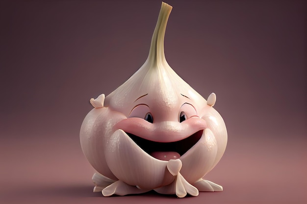 Zdjęcie Ładny czosnku postać z kreskówki uśmiechając się