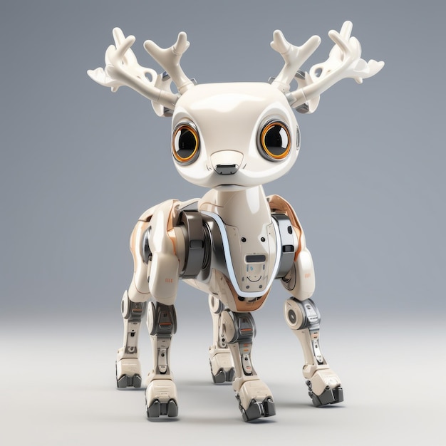 Ładny jeleń robot robotyczny zwierzę odizolowywający nad białym tłem