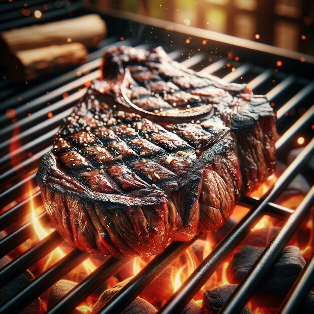 Zdjęcie Ładny kawałek mięsa na grillu.