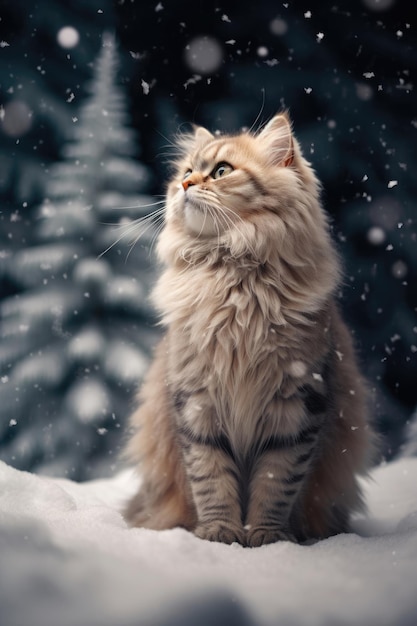 Ładny kot na tle Bożego Narodzenia