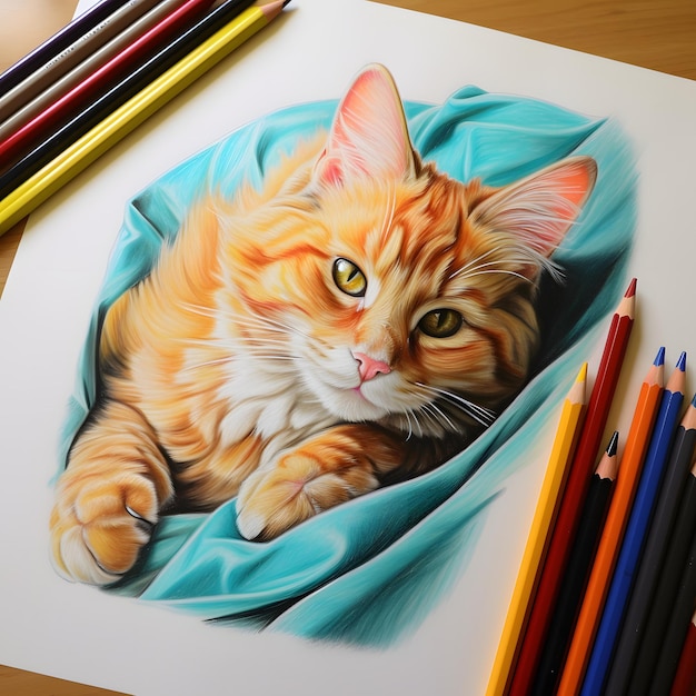 ładny kot w stylu ołówka