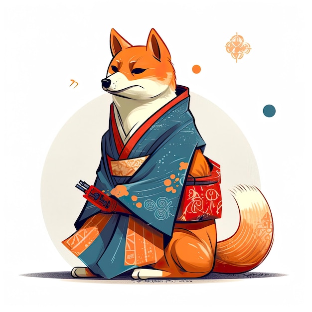 Ładny pies shiba inu generatywna ilustracja ai