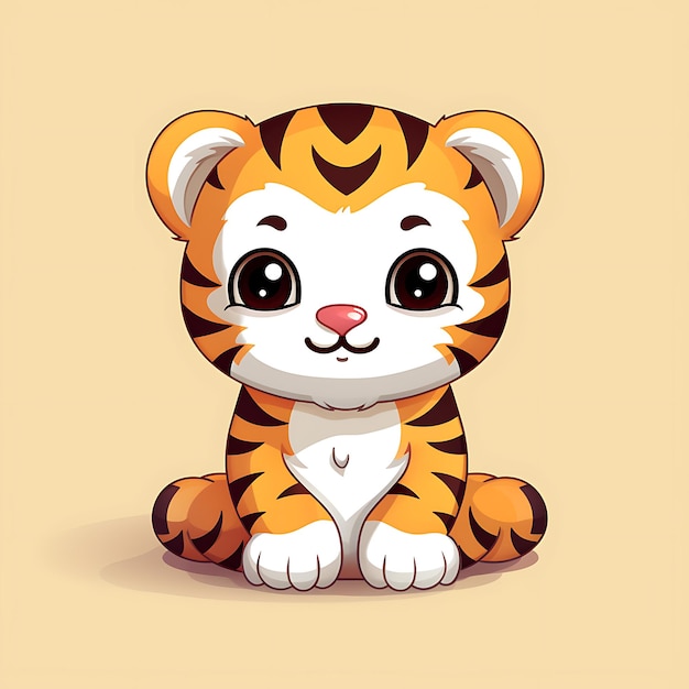 ładny pluszowy tygrys w jednolitym kolorze tła