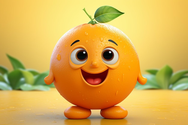Zdjęcie Ładny pomarańczowy postać z kreskówki 3d