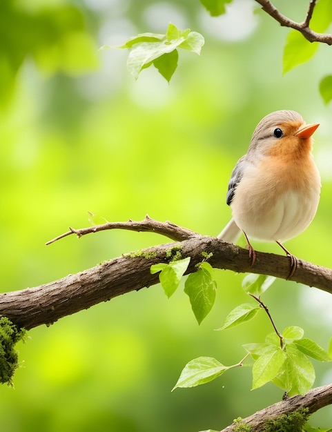 ładny ptak śpiewający na gałęzi w tle natury