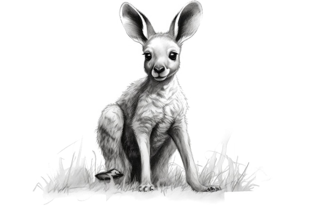 Ładny rysunek kangura na białym tle generatywnej AI