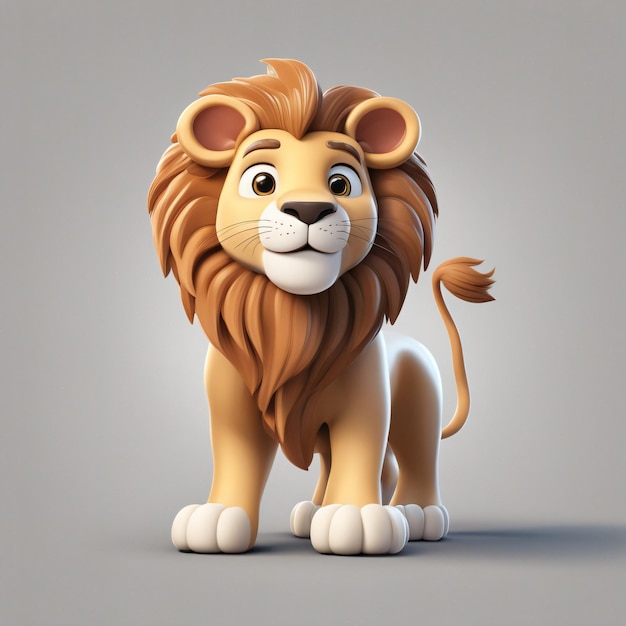 Ładny wektor kreskówki lwa wygenerowany przez sztuczną inteligencję