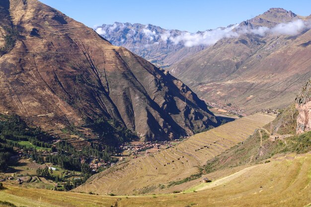 Ładny Widok Na Ruiny Pisac W Cusco