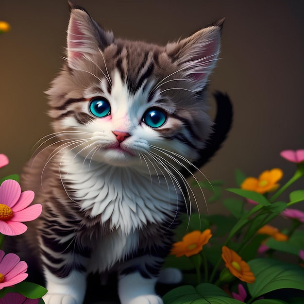 ładny wzór kota w kwiaty