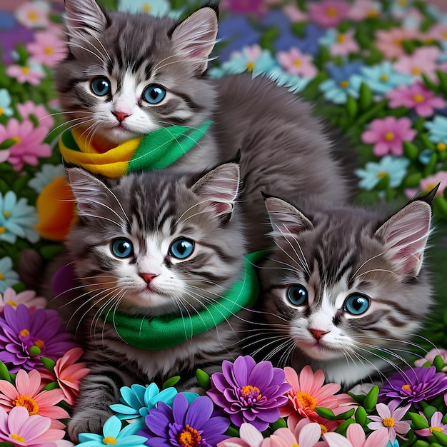 ładny wzór kota w kwiaty