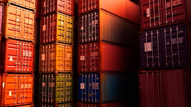 Ładunek w tle w kontenerach statki towarowe dla firm importowo-eksportowych Generative AI