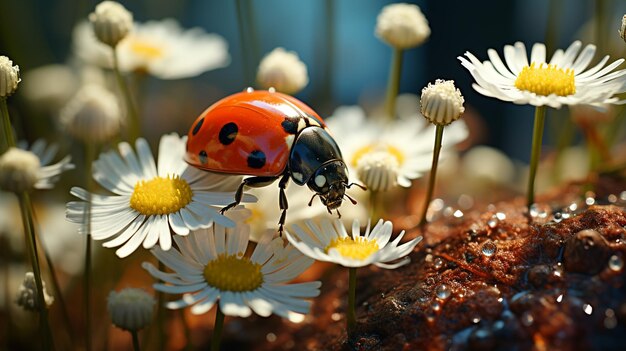 Ladybug na flowerergenerative ai