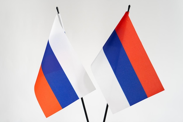 Lagi państwowe Rosji i Serbii na białym tle Koncepcja sankcji sojuszu biznesowego współpracy