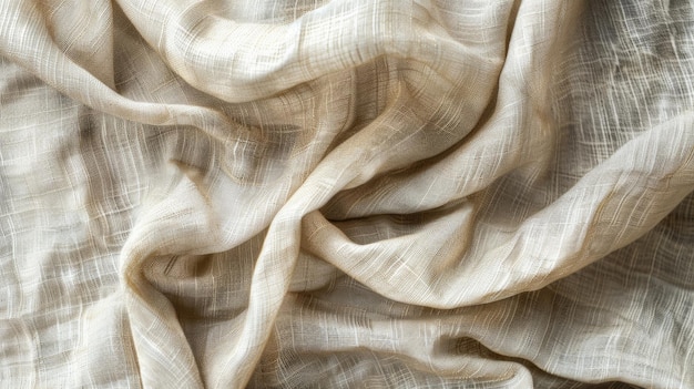 Łagodna beżowa tkanina lniana o delikatnej teksturze