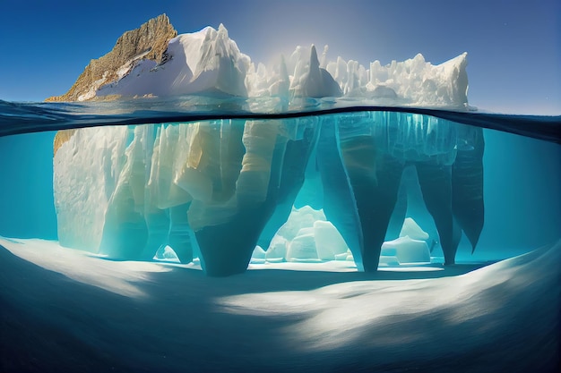 Laguna góry lodowej Jokulsarlon z widokiem na góry Południowy wschód od Islandii Kanada Generative Ai