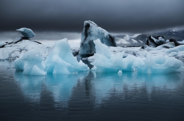 Laguna lodowcowa Jokulsarlon Park Narodowy Vatnajökull Islandia Zatoka oceaniczna i góry lodowe Sezon letni Naturalny krajobraz Islandii Zdjęcia z podróży