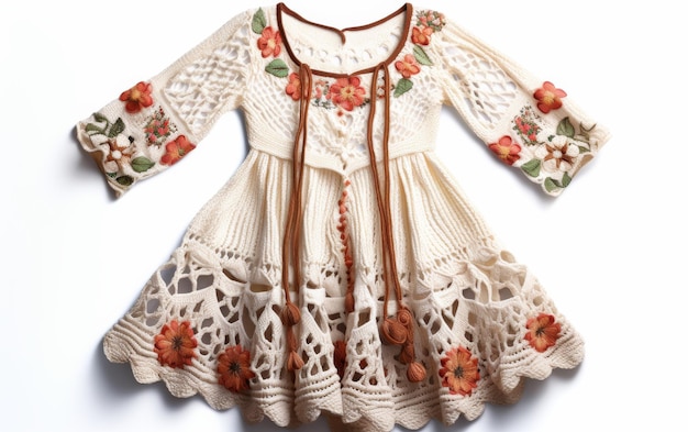 Zdjęcie laidback bohemian crochet dress na białym tle