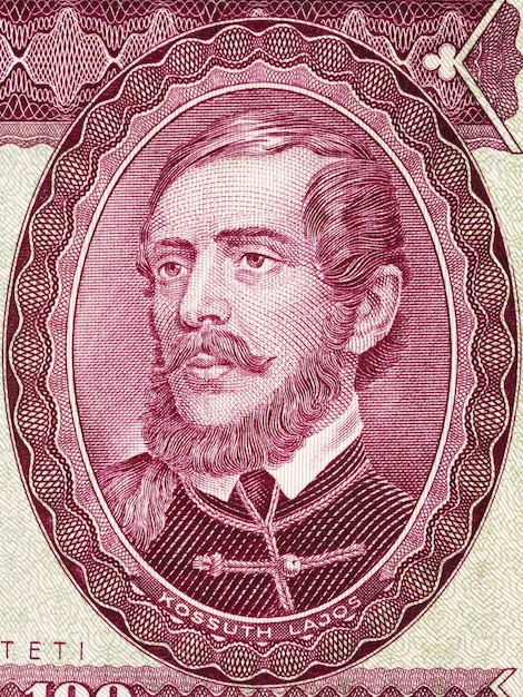 Zdjęcie lajos kossuth portret ze starego węgierskiego forinta