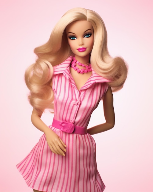 Lalka Barbie blisko odizolowana na neutralnym tle