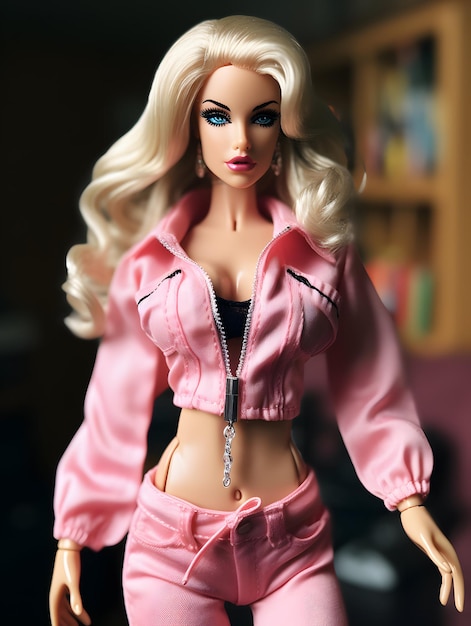 Lalka Barbie różowy blondynka tło