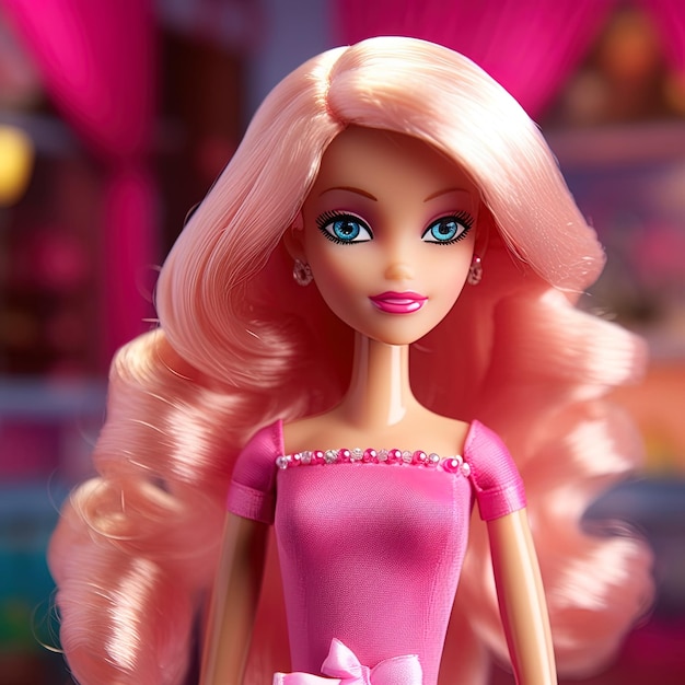 Lalka Barbie różowy blondynka tło