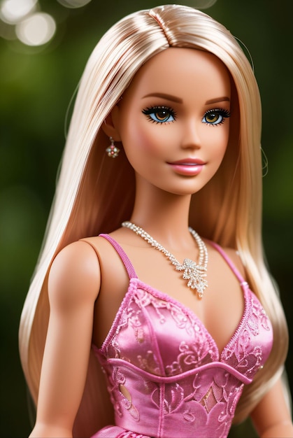 lalka Barbie ubrana w różowe lub fioletowe ubrania