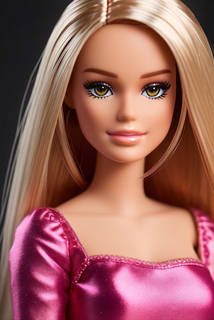 lalka Barbie ubrana w różowe lub fioletowe ubrania