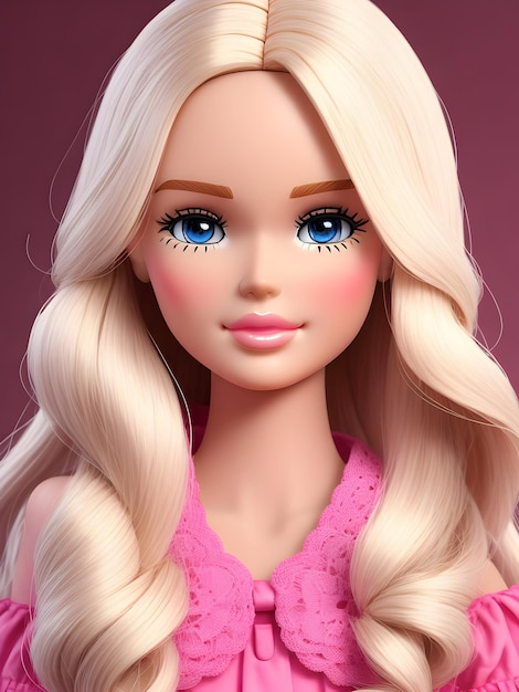 Lalka Barbie w różowej sukience