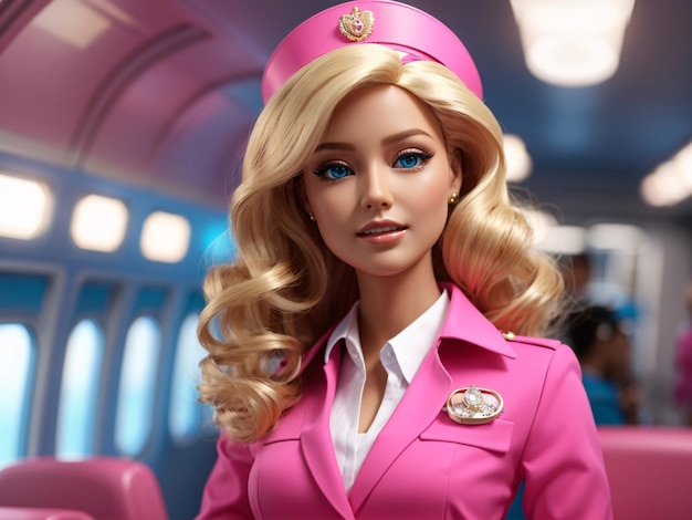 Lalka Barbie w stroju stewardessy