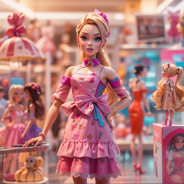 lalka Barbie w sukience z filmu wygenerowanego przez AI