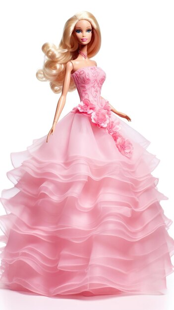 Zdjęcie lalka w różowej sukience i różowej.