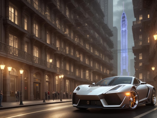 Lamborghini jedzie ulicą w mieście.