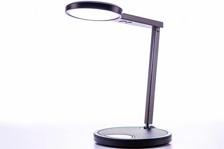 Zdjęcie lampa biurkowa zasilana usb izolowana na białym tle