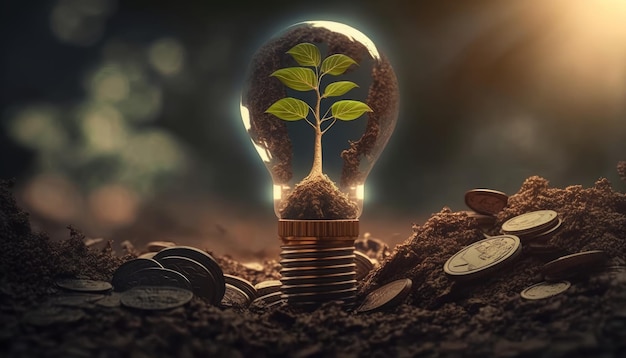 Lampa Eco Energooszczędna żarówka Żarówka, która zużywa mniej energii Generative AI