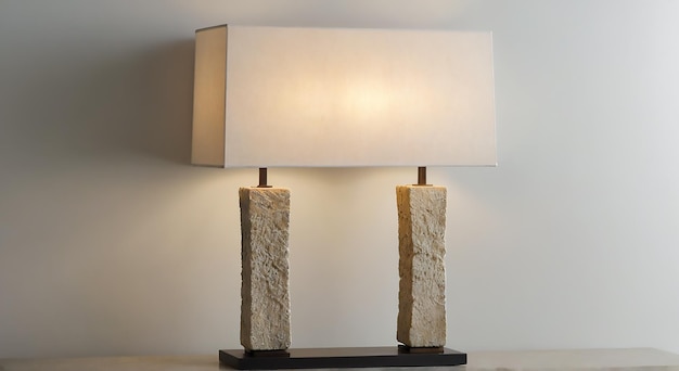 Lampa, która jest na stole z cieniem lampy, na którym jest napisane "lampa"