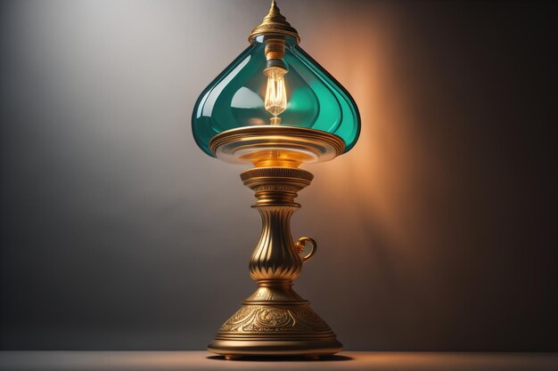 Lampa vintage na ciemnym tle generatywny ai