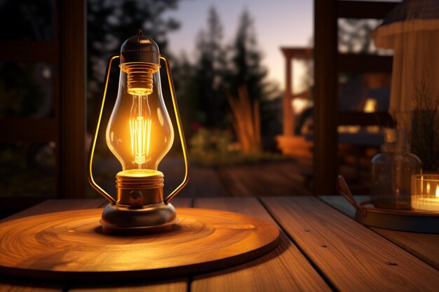 Zdjęcie lampa z światłem wyprodukowanym przez firmę na tle