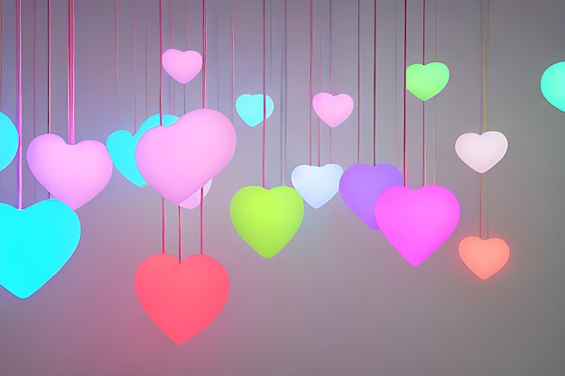 Lampy ze świecącymi sercami Tło dla valentine miłości