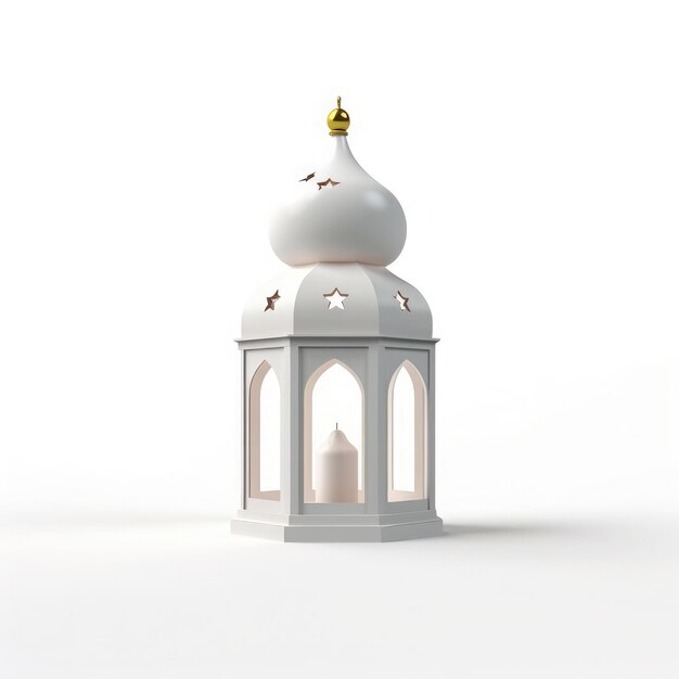 Lanterna islamskie ramadhan 3d ikona izolowany biały tło 3d rendering