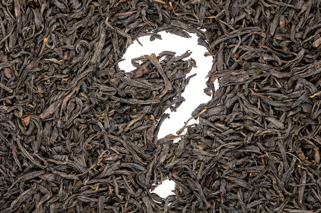 Lapsang souchong herbata, znak zapytania kształtujący, zakończenie up.
