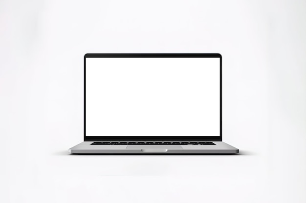 Laptop z białym pustym ekranem odizolowywającym na białym tle