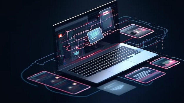 Laptop z ekranem z napisem „cyberbezpieczeństwo”.