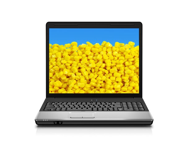 Laptop z kukurydzą