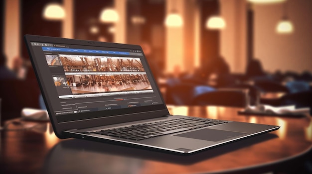Laptop z pomysłami biznesowymi na ekranie HD 8K tło Zdjęcie fotograficzne