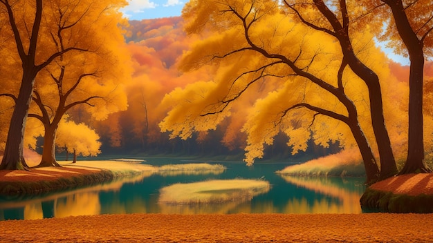 Las w jesieni piękna tapeta