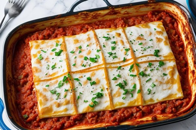 Zdjęcie lasagna w naczynia do pieczenia uhd tapety