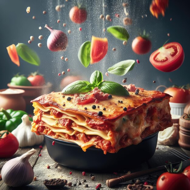 Lasagna z sosem pomidorowym i bazylią